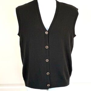 The Kooples Women’s Merino Wool Black Sweater Vest Buttons Sz 3 Large NWT $255